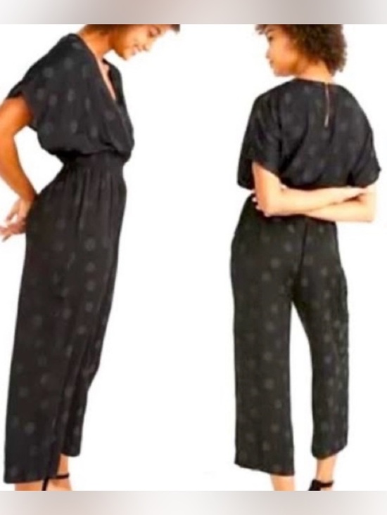 Madewell Pants - NWT Madewell Women’s Wrap Front Smock Waist Jumpsuit in Dot Jacquard Black Med